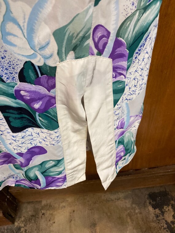 Vintage 1940’s Atomic Floral Crepe Tiki Pake Muu … - image 5