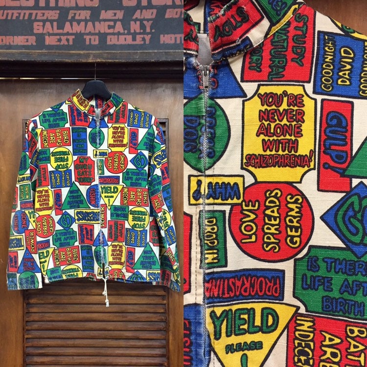 Vintage 1960's “laugh-in” Style Sign Print Pop Art Jacket