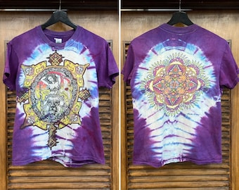 Vintage 1980's Fechado 1980 Tie Dye Hippie Mikio Artista Deadhead Grateful Dead Rock Band Camiseta de algodón, Camiseta de los 80, Ropa vintage