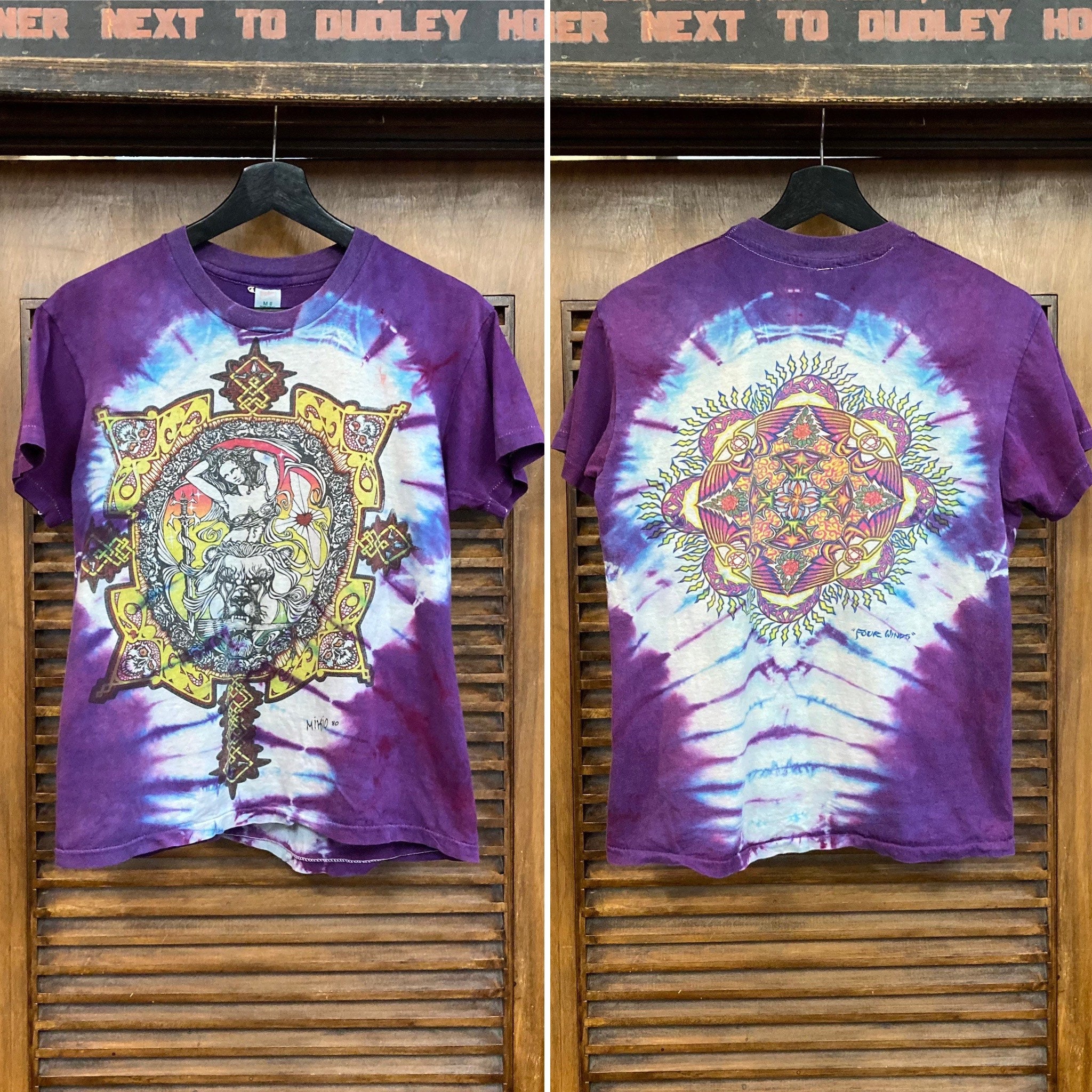 Vintage 1980's Dated 1980 Tie Dye Hippie Mikio Artist Vintage 1980's Dated 1980 Tie Dye Hippie Mikio Artist