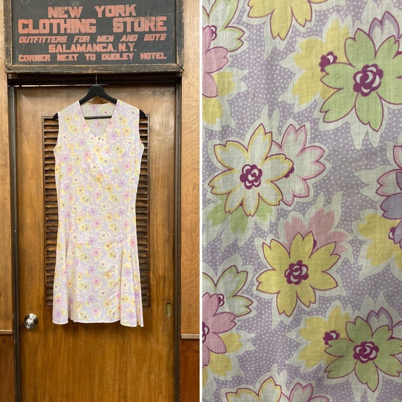 Vintage 1930’s Pastel Floral Print Cotton Day Dres