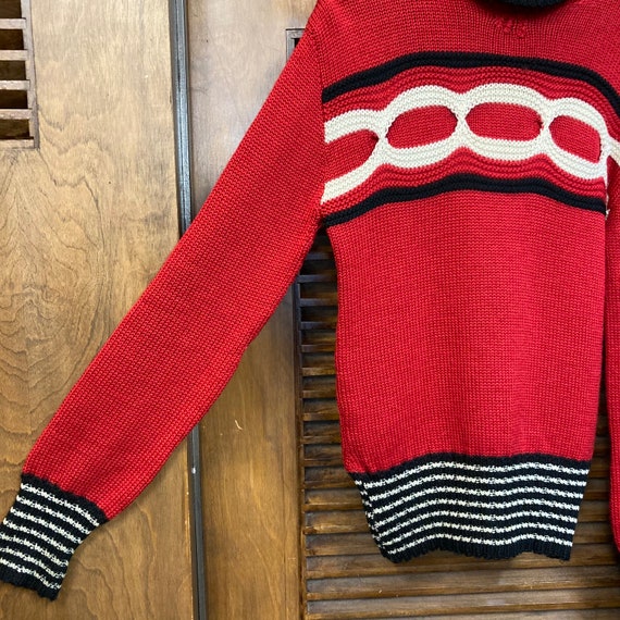 Vintage 1950’s Red Turtleneck Sweater, 50’s Knit … - image 5
