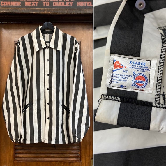 Vintage 1960’s Size XL Referee Stripe Windbreaker… - image 1