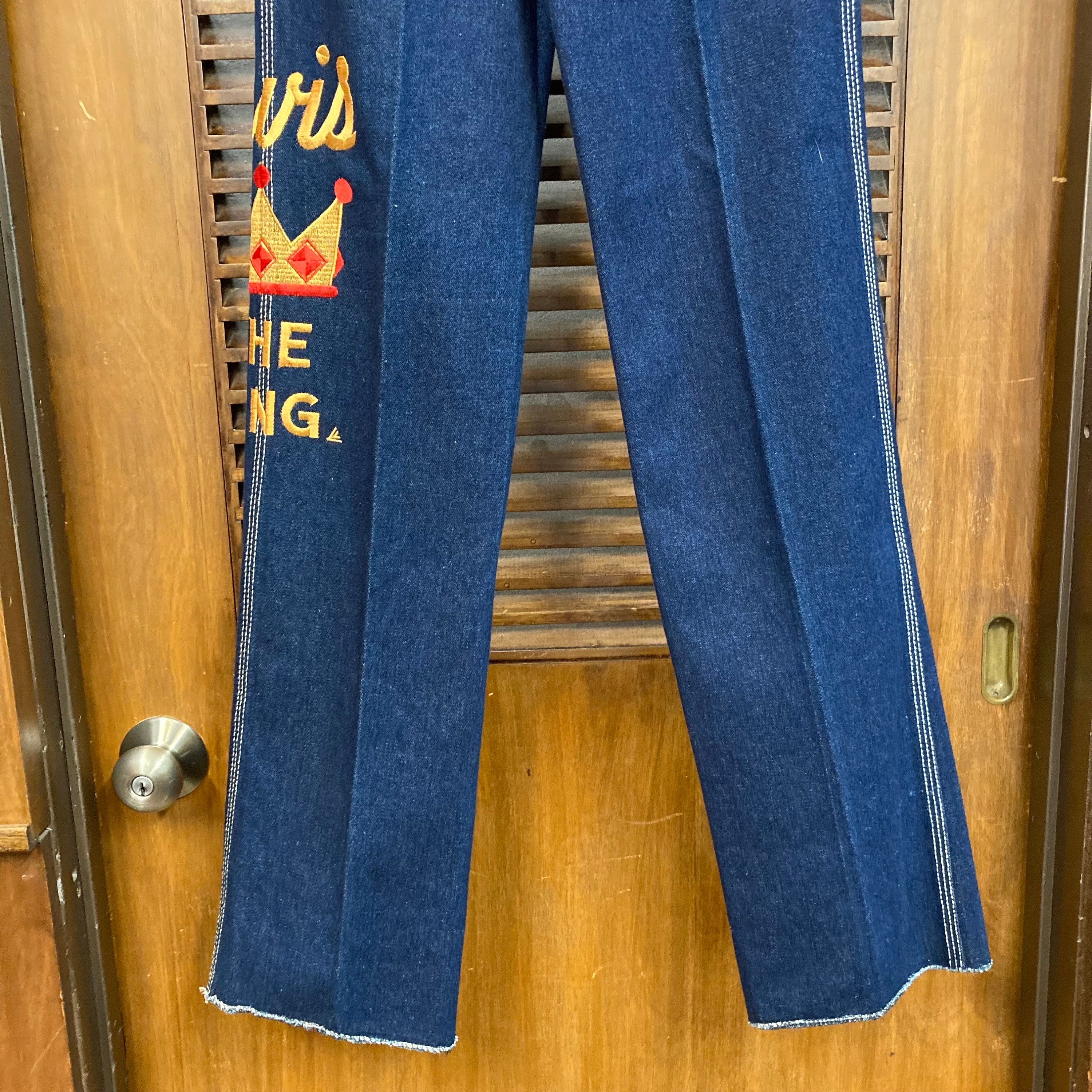Vintage 1980s deadstock W24 Elvis Presley Embroidery Denim Jeans, Designer, New Wave, the King, 80s Vintage Clothing - Etsy Vintage 1980s deadstock W24 Elvis Presley Embroidery Denim Jeans, Designer, New Wave, the King, 80s Vintage Clothing - Etsy