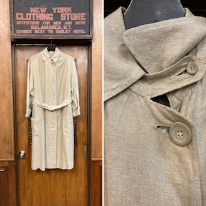 Vintage Antique 1910s Edwardian Chinstrap Linen Duster Coat, Vintage Duster Coat, Workwear Jacket, Vintage 1910s Coat, Edwardian Coat