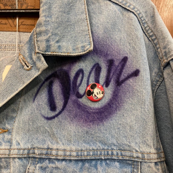 Vintage 1980’s Mickey Mouse Artwork Denim Trucker… - image 7