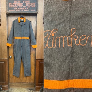 Vintage 1950&#39;s Two Tone Salt & Pepper Workwear Outfit Coverall Jumpsuit, Chainstich, Embroidered, Vintage 1950&#39;s Jumpsuit, Coveralls, 2 Tone