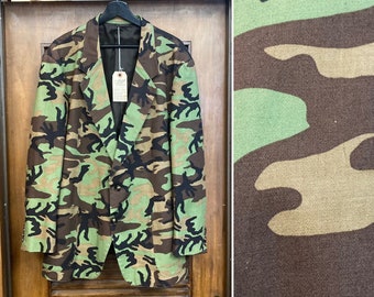 Vintage 1960’s Size XL Vietnam Era Camouflage Blazer Sport Coat Jacket, 60’s Camo Jacket, Vintage Clothing