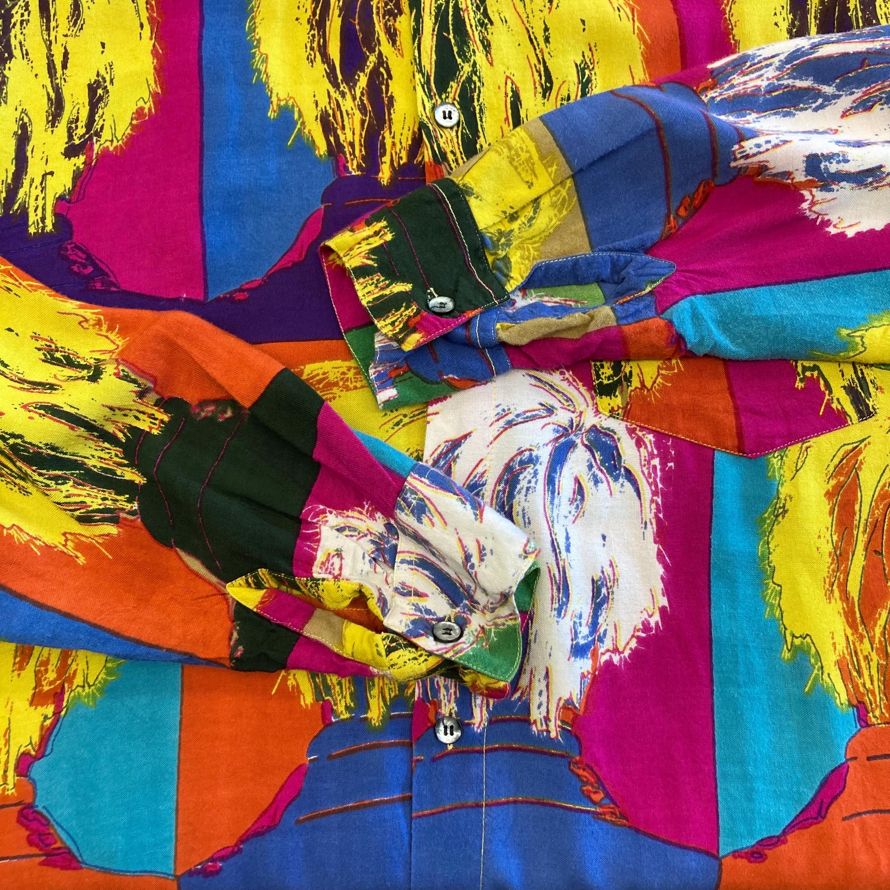 トップス 1980s Andy Warhol all pattern rayonshirt Vintage 1980's Andy Warhol New Wave Rayon Oversized AOP All