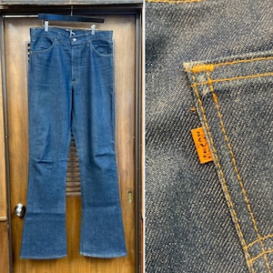Vintage 1970’s w37 Levi’s Orange Tab 646 Flare Denim Bellbottom Jeans, Vintage Levi’s, Tall, 70’s Vintage Clothing