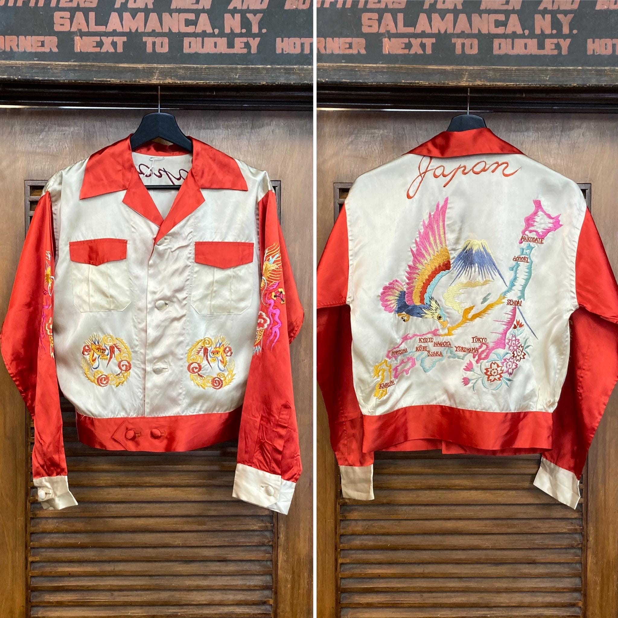 Vintage 1950's Original Japan Souvenir Silk Tour Jacket, Two-tone