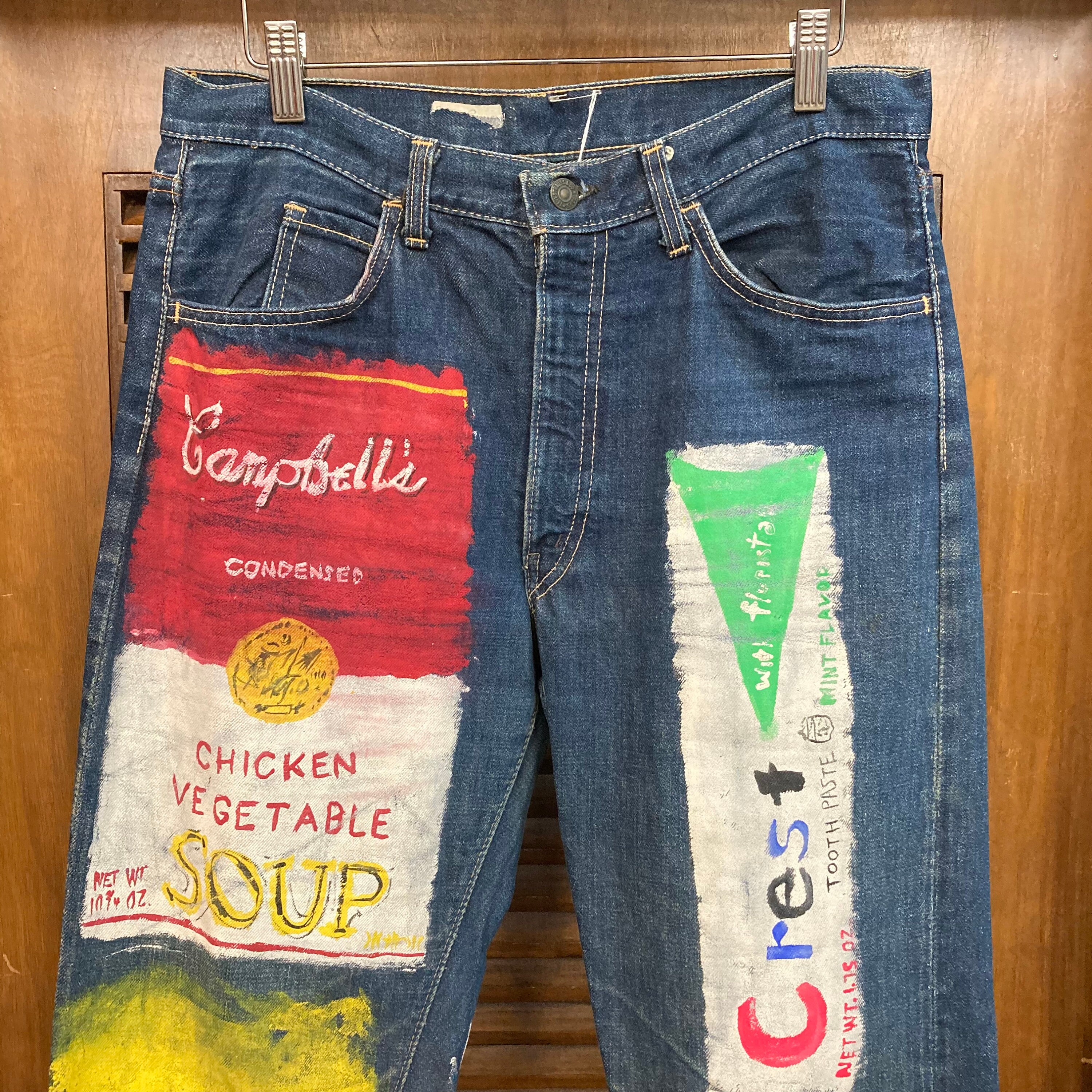 Vintage 1960's W32 Levi's Big E Custom Pop Art Hand Painted Vintage 1960's W32 Levi's Big E Custom Pop Art Hand Painted