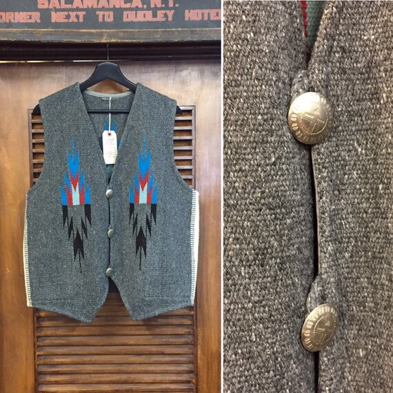 Vintage 1950’s Chimayo Southwest Vest, 50’s Vest,