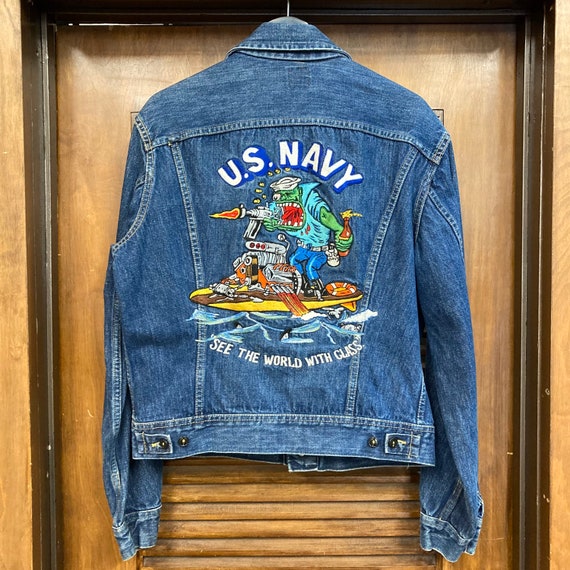 Vintage 1980’s Lee Riders U.S. Navy Monster Art D… - image 3