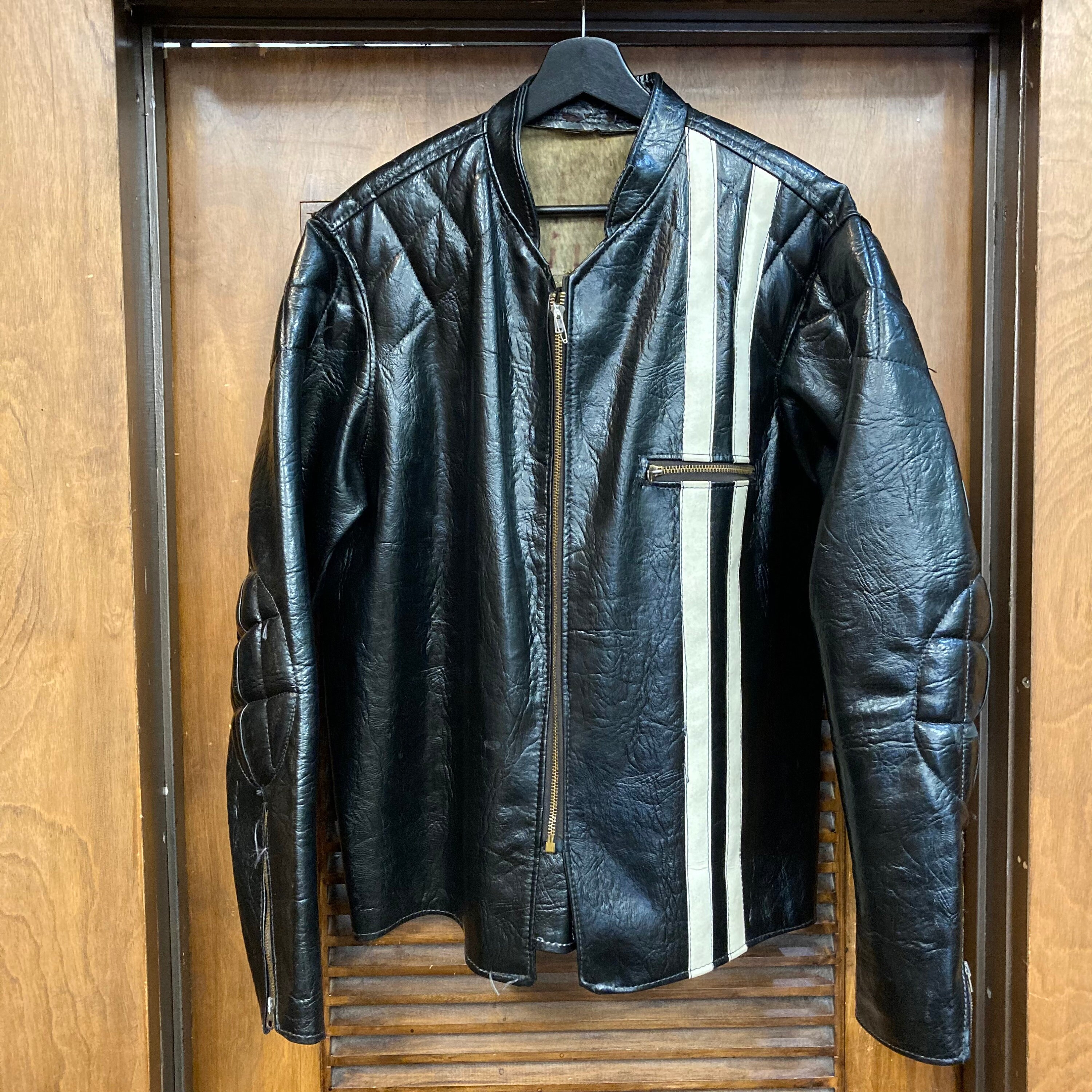 Vintage 1960's Size XL Black X White Cafe Racer MC Vinyl