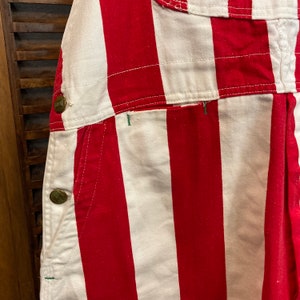 Vintage 1960s w40 Big Smith Red x White Stripe Mod Denim Overalls, Pop Art, Jeans, 60s Vintage Clothing image 7