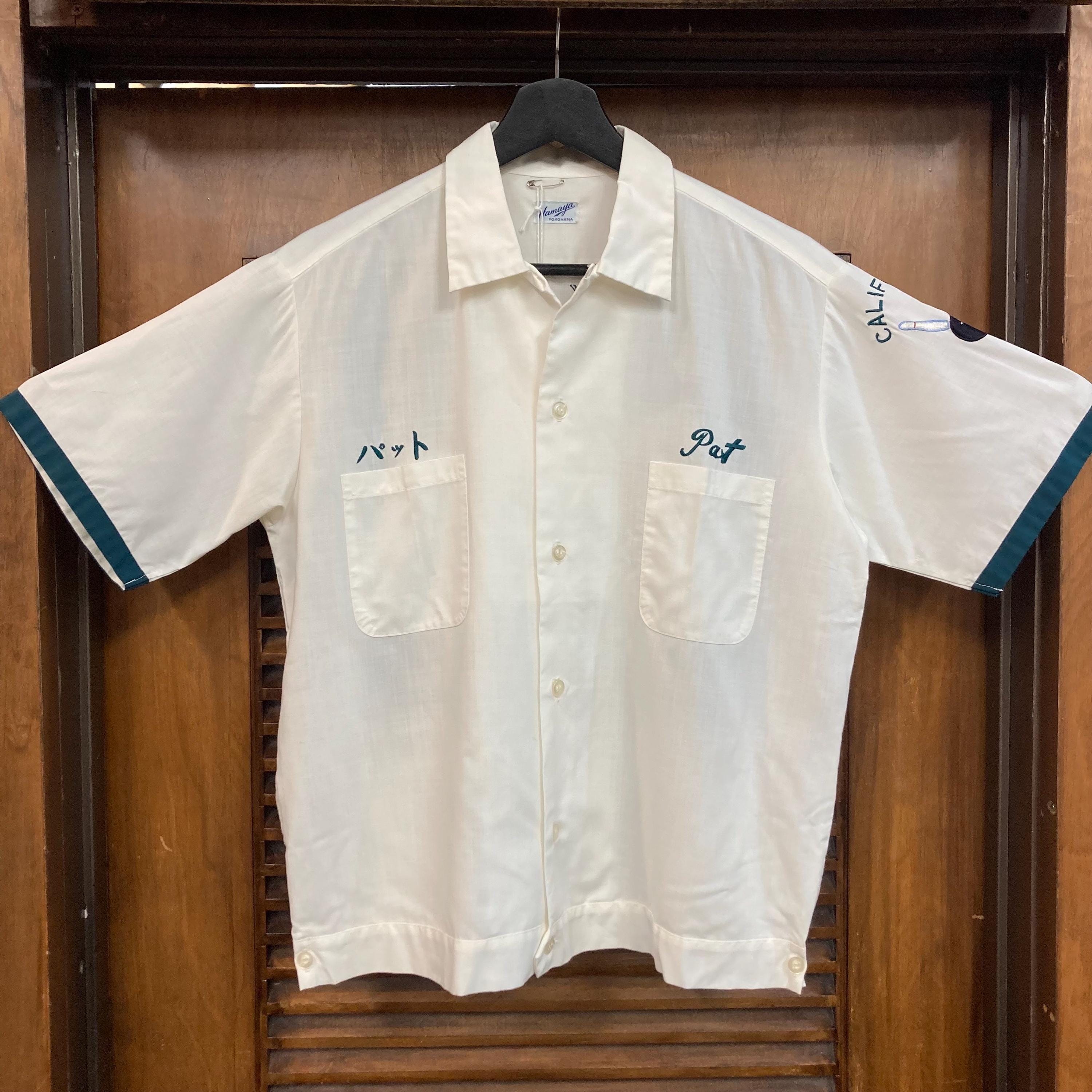 50's vintage bowling shirt 刺繍  SOUVENIR Vintage 1960's Japan Souvenir Bowling Embroidery Shirt, Camp