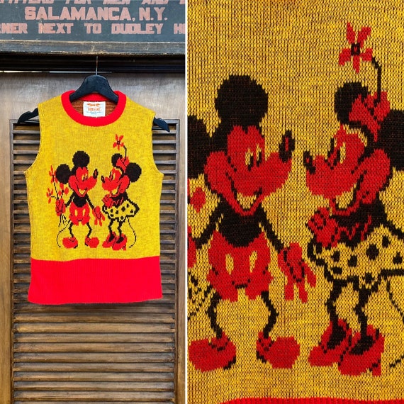 Vintage 1960's Mickey Mouse Disney Pop Art Mod Glam Sweater Knit
