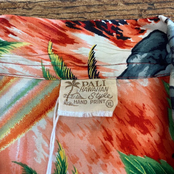 Vintage 1950's Size XL “pali” Tropical Island Rainbow Rayon