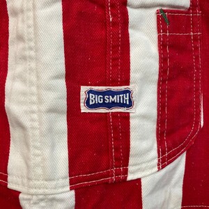 Vintage 1960s w40 Big Smith Red x White Stripe Mod Denim Overalls, Pop Art, Jeans, 60s Vintage Clothing image 6