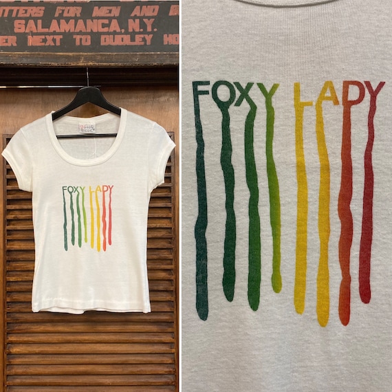 Vintage 1970’s “Foxy Lady” Cap Sleeve Tee, 70’s Te