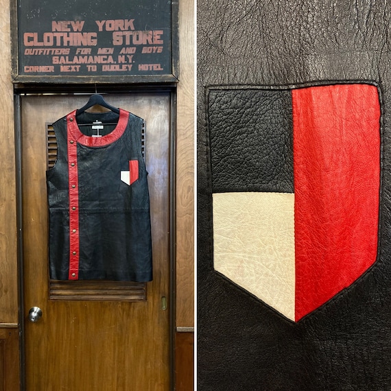 Vintage 1960’s Mod Black & Red Leather Snap Closu… - image 1