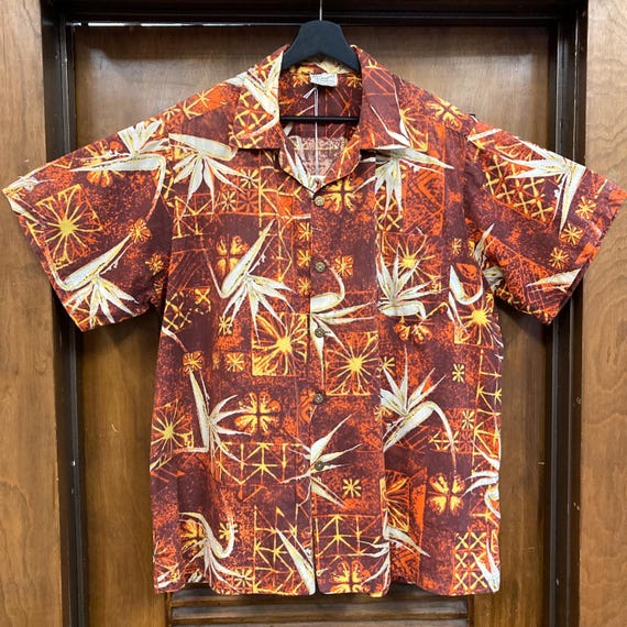希少 50s Town Craft Vintage Hawaiian Shirt Towncraft Jcpenney Hawaiian Men's Shirt 100% Polyester Size
