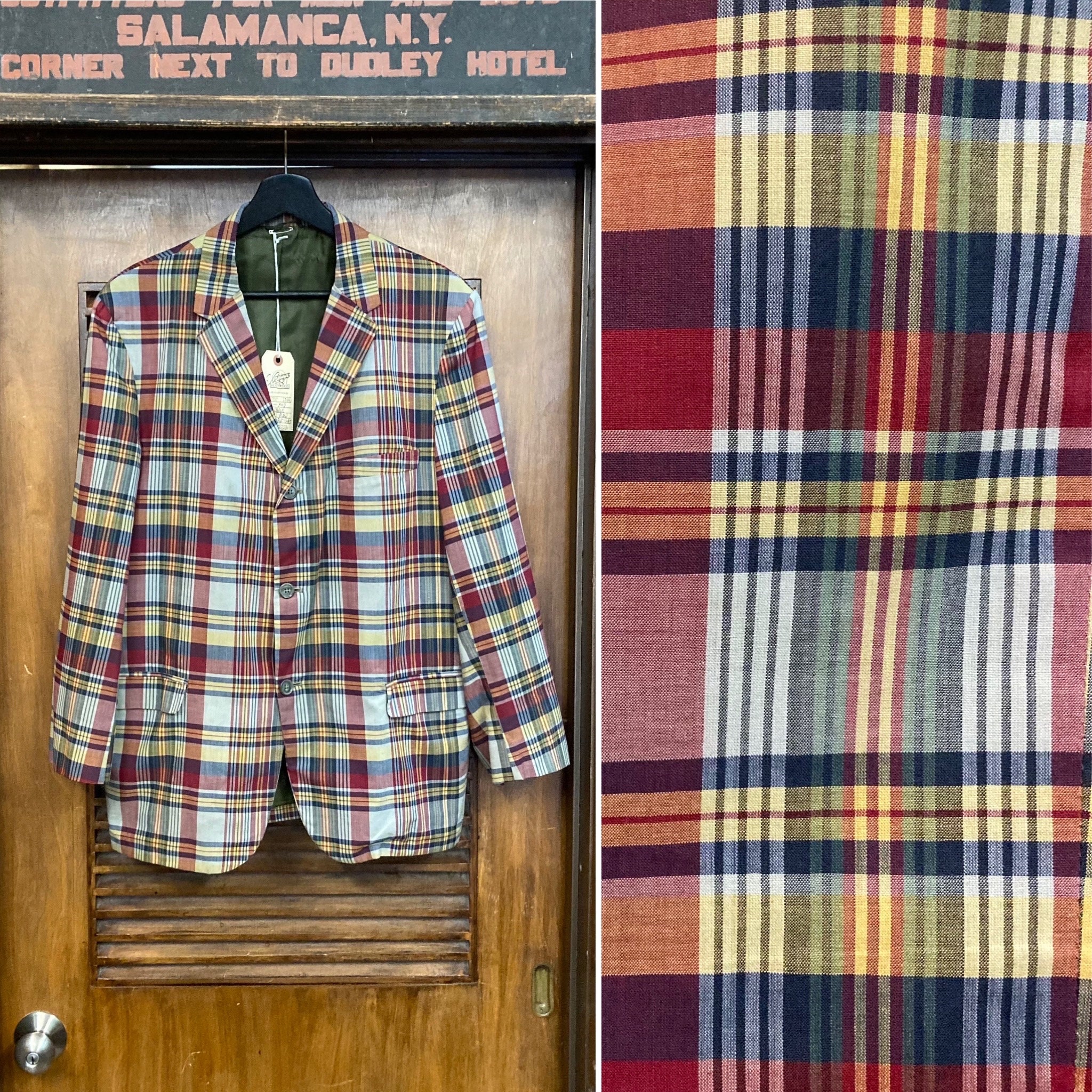 Vintage 1960's Madras Plaid Cotton Ivy League Mod Sportcoat Vintage 1960's Madras Plaid Cotton Ivy League Mod Sportcoat
