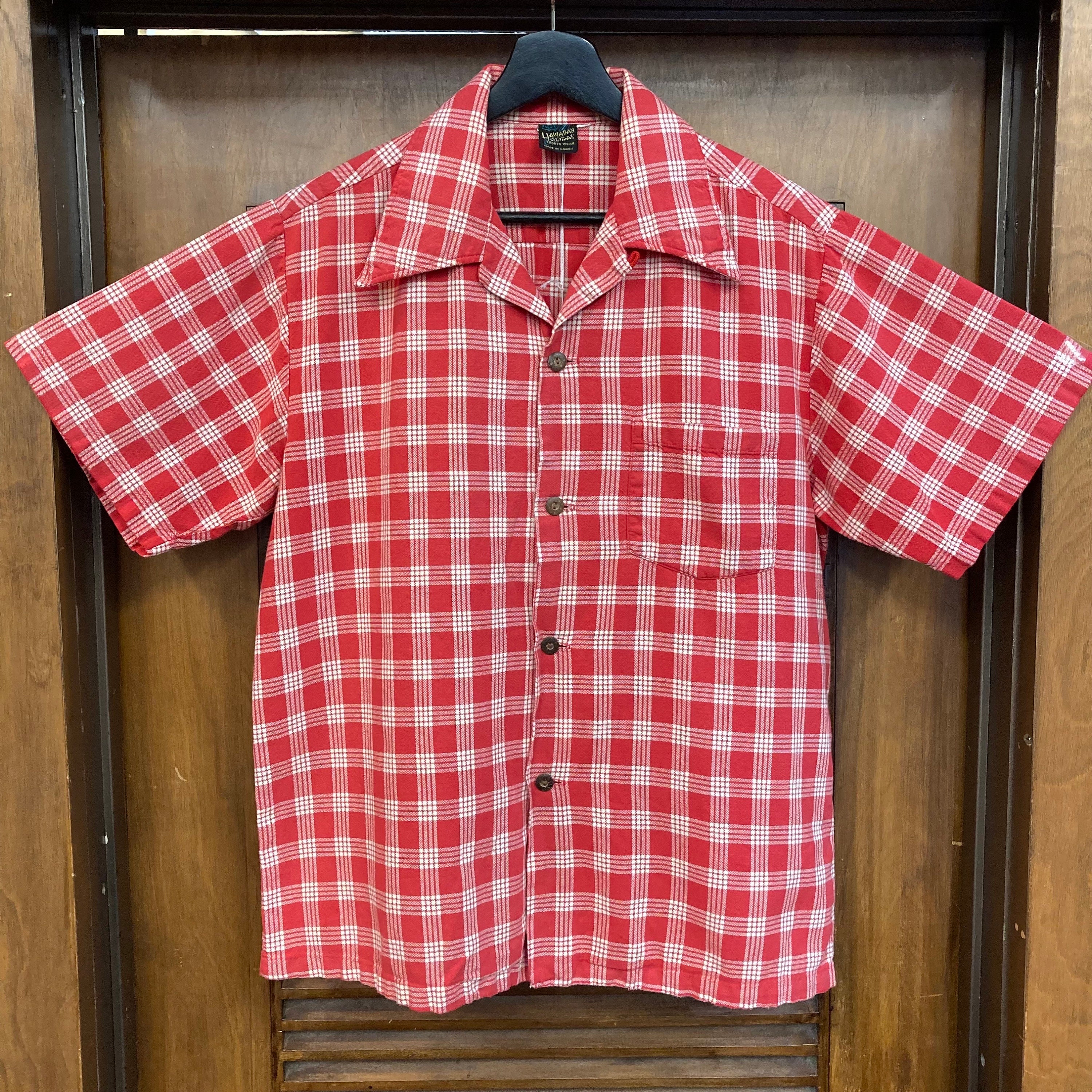 Vintage 1960's Palaka Design Cotton Tiki Worker Style Hawaiian