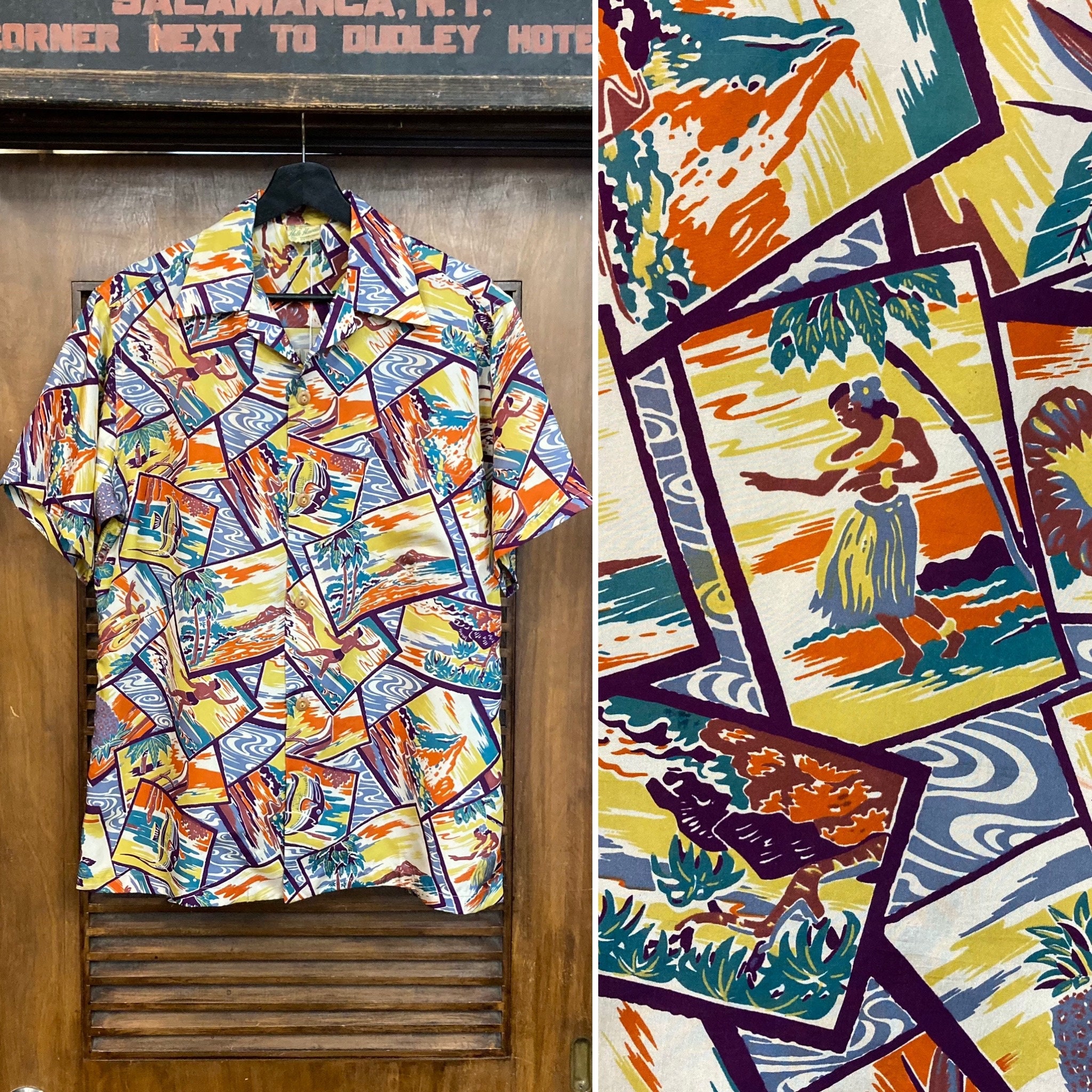 Vintage 1950s hale Hawaii Atomic Postcard Surfer X Hula Girl Silk Hawaiian Shirt, 50s Vintage Clothing - Etsy Vintage 1950s hale Hawaii Atomic Postcard Surfer X Hula Girl Silk Hawaiian Shirt, 50s Vintage Clothing - Etsy
