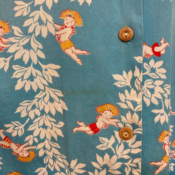 Vintage 1950’s Tiki Cherub Hawaiian Baby Cotton T… - image 8