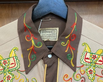 Vintage 1950's “H Bar C” Two-tone Saddle Detail Rayon Vintage 1950's “H Bar C” Two-tone Saddle Detail Rayon