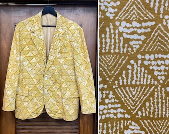 Chaqueta deportiva hawaiana de algodón estilo tiki "Sandwich Isles" vintage de los años 60, rara.