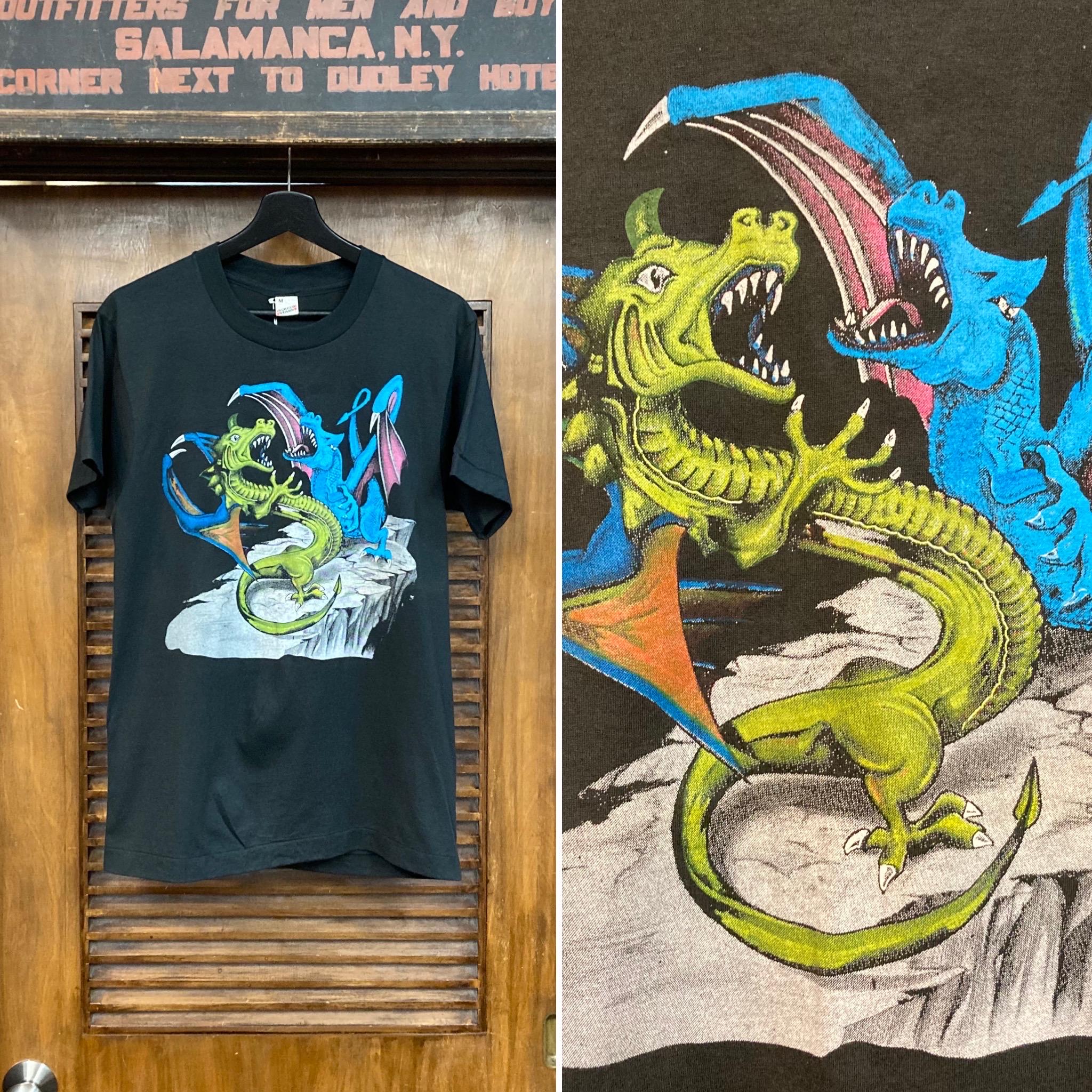 Vintage 1980's -deadstock- Dragon Cartoon Goth Rock N' Roll Screen