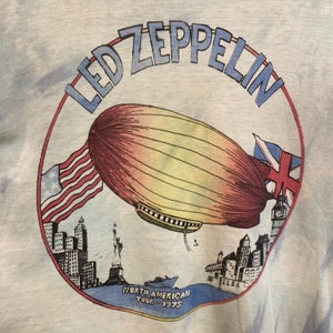 Vintage 1970er Jahre Original Led Zeppelin Rock Band 1975 Nordamerika Tour T-Shirt, Tie Dye, 70er Jahre Vintage Kleidung. Bild 6