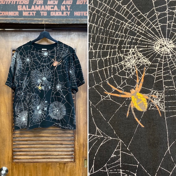 Vintage 1990's Spider X Spiderweb Goth Punk AOP Cotton T