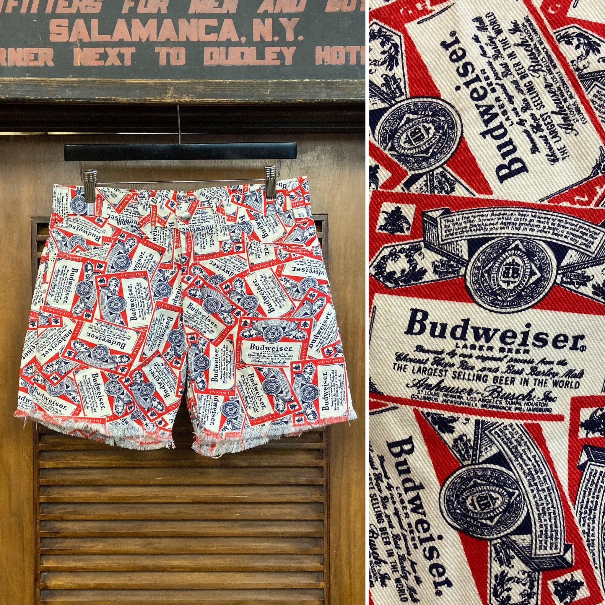 Vintage 1960s Budweiser Beer Pop Art Denim Cut off Shorts 60s Bud Pop Art 60s Mod Vintage Cut off Shorts Vintage Clothing Etsy