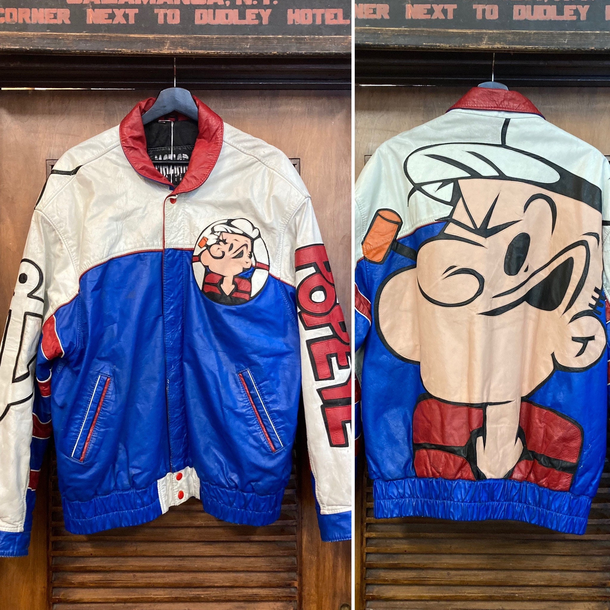Vintage 1980's Popeye Design Hip Hop “maziar” Leather Jacket Vintage 1980's Popeye Design Hip Hop “maziar” Leather Jacket