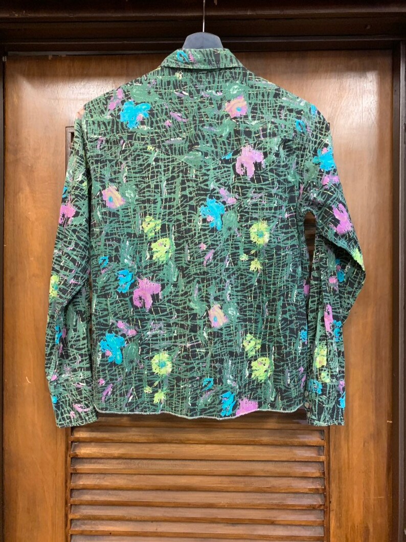 Abstract Vintage Vintage 1950/'s Vintage 1950/'s H Bar C Abstract Floral Print Western Shirt Vintage Clothing H Bar C Vintage Western