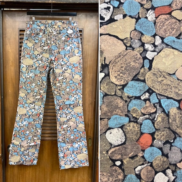 Vintage 1960-tals -Obeständigt lager- w30 Levi's Big E "Pebble" Denim Flare Jeans, Talon 42 Zip, Original, Sällsynt Design, Bomull, 60-tals Vintagekläder
