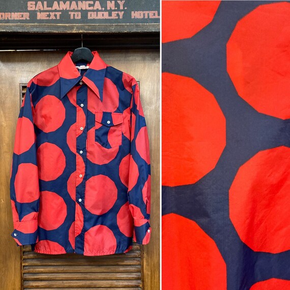 Vintage 1960’s Mod Op Art Nylon Rainwear Shirt Ja… - image 1