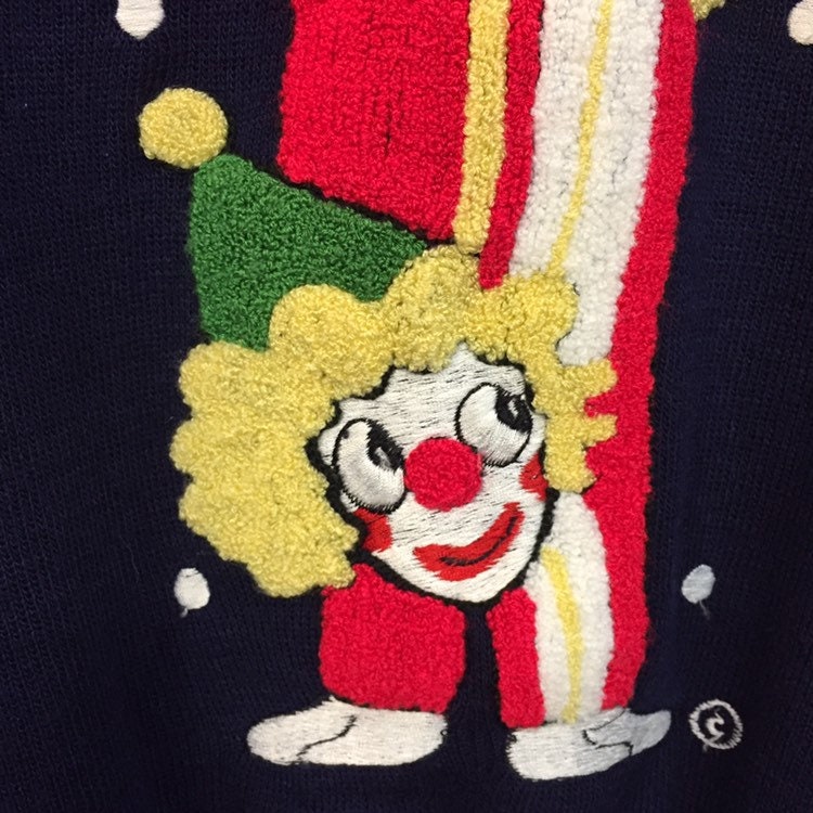 Vintage 1960s Circus Clown Blue Sweater Vintage Sweater 1960s