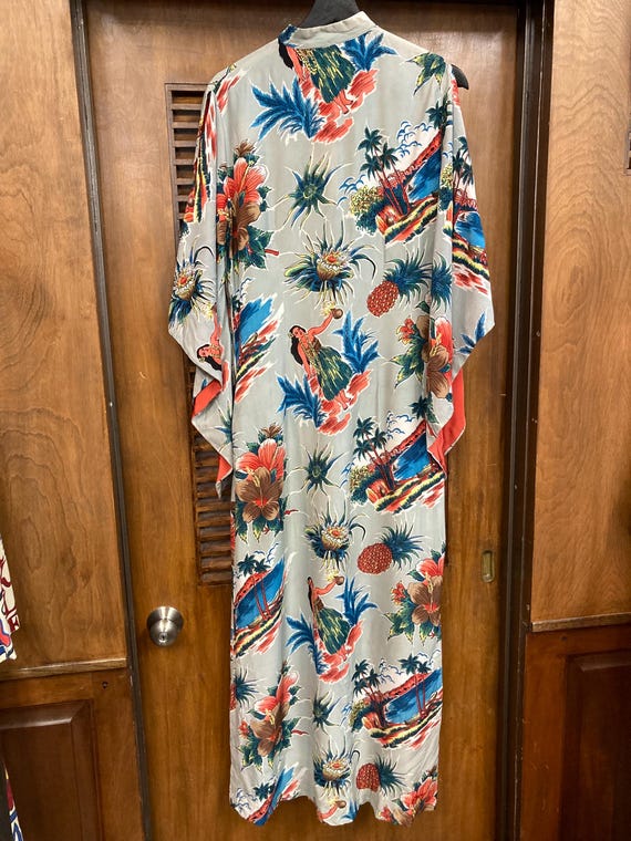 Vintage 1950’s Lauhala Hula Girl Tropical Rayon P… - image 9