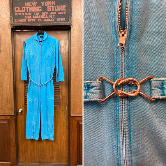 Vintage 1980’s Denim Belted Coveralls, Vintage 198
