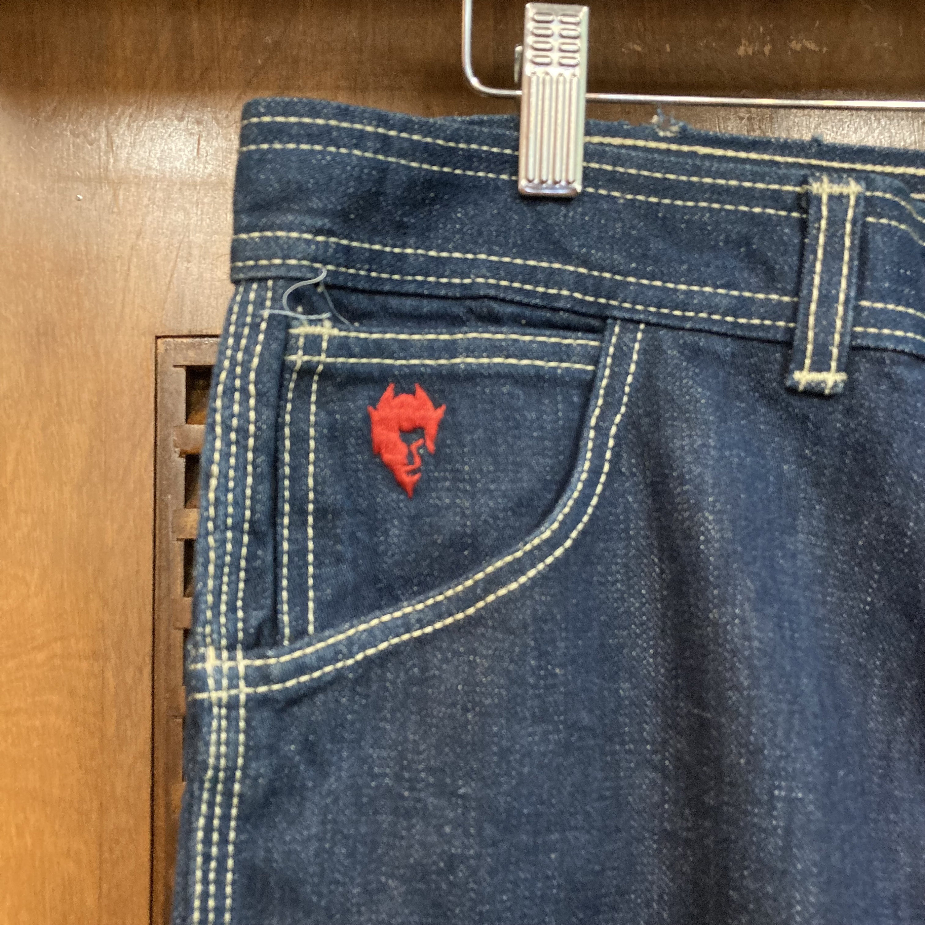 Vintage 1980’s W35 “devils” Flame Pitchfork Detail Embroidery New Wave