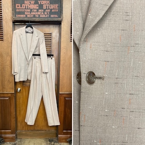 Vintage 1950’s Amazing Atomic Fleck Gab Rockabilly Two Piece Suit, Jacket, Sportcoat, Pleated Pants, Rockabilly, 1950s Suit, Patch Pocket,