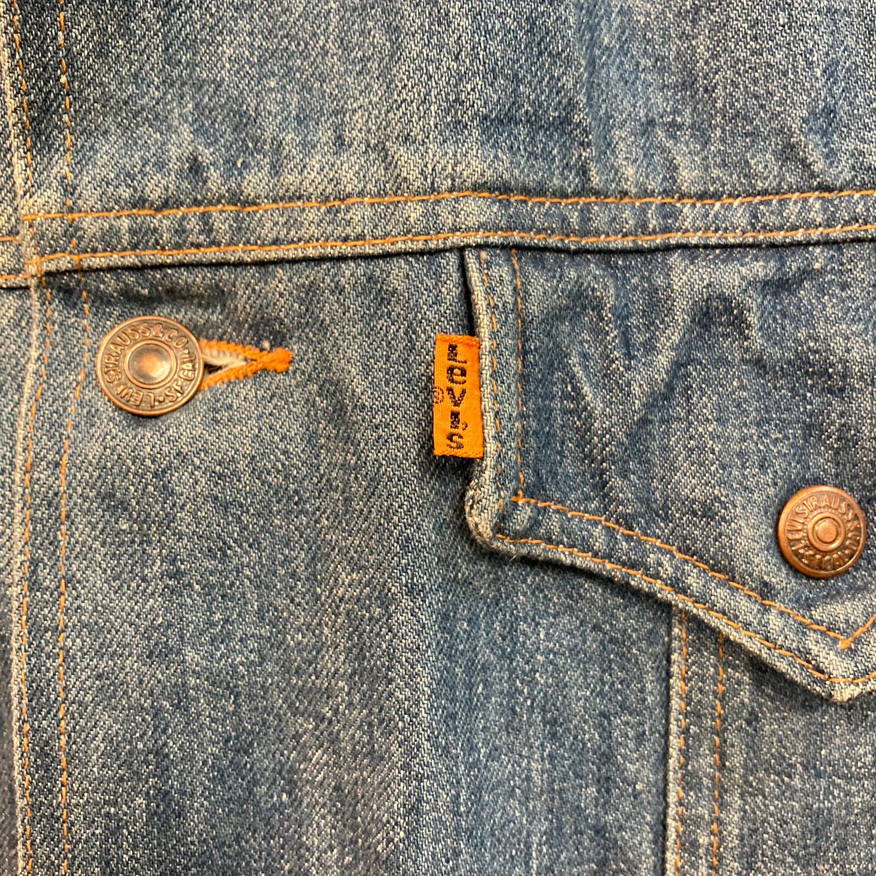 Vintage 1970's Levi's Orange Tag Denim Bush Style Hippie Vintage 1970's Levi's Orange Tag Denim Bush Style Hippie