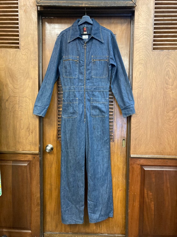 Vintage 1960’s Denim Mod Superfly Jumpsuit, Vinta… - image 2