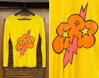Vintage 1960’s Pop Art Glam Top, 60’s Glam Rock, 60’s Fitted Top, 60’s Pop Art, 60’s Neon, Vintage Clothing