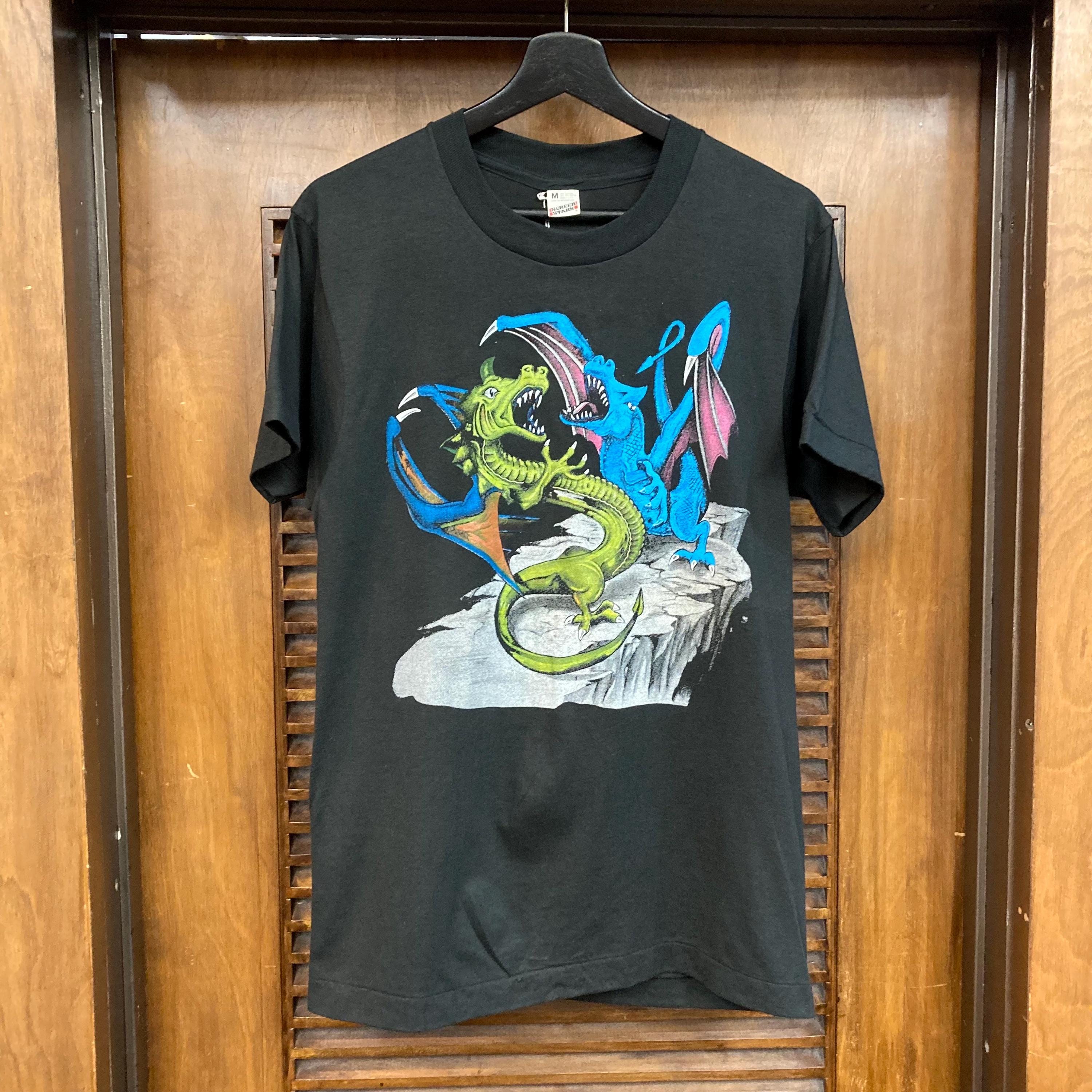 Vintage 1980's -deadstock- Dragon Cartoon Goth Rock N' Roll Screen